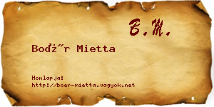 Boér Mietta névjegykártya